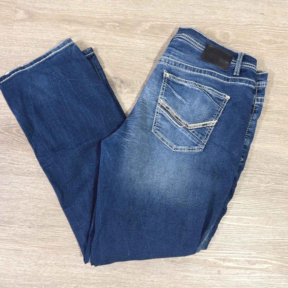 BKE Tyler Jeans Mens 40x32 Blue Straight Leg Stretch Contrast Stitch ABS23288